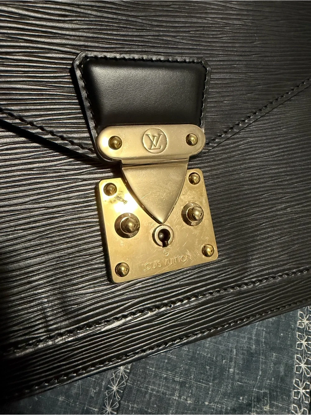 Louis Vuitton Black Epi Leather Monceau Bag